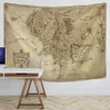 Tapestries Antique Pirate Treasure Map Tapestry Wall Hanging Hippie Boho Decor Golden Island Carpet College Dorm Decoration 231023