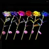 Decorative Flowers Led Valentine's Day Mother's Gift 24K Foil Plated Roses Artifical Wedding Decor Lover Lighting Creative