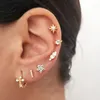 Kolczyki obręcze Wtltc Chunky Metal Cubic Cydron Cross for Women Seampunk Charms Ear Huggies Mini malutki przekłucie