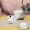 Наборы столовой посуды Керамический кувшин с боковой ручкой Мини-чайник Китайский диспенсер Набор чайной посуды Деревянный вращающийся чайник Нежный офисный вращающийся дом