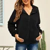 Sweat à capuche pour femmes, couleur unie, veste à capuche, manches longues, fermeture éclair, Cardigan léopard, pull avec cravate sur le devant, kimonos