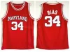 Anpassad NCAA College 1985 Maryland Terps 34 Len Bias Jersey Men University Red Yellow White Basketball Uniform för sportfans Hög kvalitet