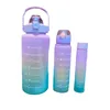 Water Bottles Set Gradient Color Portable Sports Bottle Drinking Straw Cup Drinkware Outdoor Travel Gym Fitness Jugs Gift For Business A