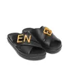 designer F letter shoe woman graphy sandal lveather slides man luxury crossover band golden metal confort flat slipper outside pool