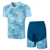 2023 2024 NOUVEAU Survêtement de football à manches courtes Mans City 23 24 Ensemble d'entraînement de football pour hommes et enfants Kits de jogging Chandal Futbol Survetement