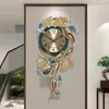 Relojes de Pared de cuarzo para el salón, piezas elegantes, redondas, decoración del hogar, regalo, diseñador dorado, decoración de Pared Europea