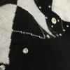 Knit Cardigan Women Nail Diamond Bow Design Color Contrast Diamond Plaid Long Sleeved Sweater Top Coat
