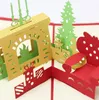 Vente en gros carte de voeux 3d carte de voeux de Noël décorations de Noël carte de voeux pop up, 16 articles mélangés par lot 12 LL