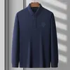 Herrpolos high-end Autumn Clothing Lapel Högkvalitativ långärmad affärsverksamhet Casual Solid Color Polo Shirt Designer Embroidery M-4XL