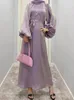 Vêtements ethniques Eid Party Robe pour femmes Silky Lantern Sleeve Maroc Robes musulmanes Abaya Femme Kaftan Djellaba Robe Femme Longue Caftan