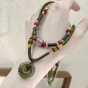 펜던트 목걸이 빈티지 중국 스타일 Jade Donut Beaded Necklace for Women Luck Bamboo Joint 특이한 구슬 체인 보석