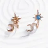 Stud Earrings Korean Jewelry Studs Made With Austrian Crystal For Women Party Trending Moon Star Designer Girls Bijoux Gifts
