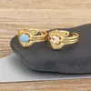 Anéis de cluster Aibef luxo strass destacável conjunto aberto ajustável cobre zircão jóias mulheres aniversário casal casamento presente na moda