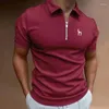 Herren Polos Hazys Poloshirt Kurzarm Umlegekragen Reißverschluss Männer Casual 2023 Sommer Männliche Tops