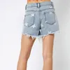 Kvinnors jeans kvinnor sommarshorts byxor hög midja lös jean sexig smal hål kortficka all-