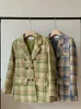 Abiti da donna Blazer Colorfaith JK6100 Blazer da donna Oversize Plaid Bottoni Tasche Giacche Intaglio Vintage a quadri Primavera AutunnoTop 231021