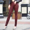 Pantalons de luxe pour femmes, coupe cintrée, crayon en peau de mouton véritable, en cuir véritable, Sexy, extensible, Moto Biker, pantalons longs
