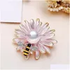 Paramètres de bijoux En gros Perles de luxe Paramètres de broche Chamqueen Honey Bee Broches Strass Broches à thème d'insectes pour bricolage Drop De Dhf5O