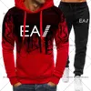 Herrspårar Mans Mans Sport -Weart Long Sleeve Hoodies Två stycken Set Sweatshirts and Sweatpants Brand Print Tracksuit Casual Outfit Male J231023