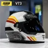 Casques de moto GSB Retro Full Casque Homme Femmes V73 Fibre de verre Équitation 12K Fibre de carbone Motocross Sécurité Casco de Moto