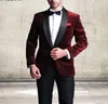 Garnitury męskie Burgundy High Qual Suit 2 sztuki pojedynczy piersi szal lapowy kula kula sukienka biznesowa Casual Groom's Wedding