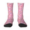 Herrstrumpor söt rosa donut strö socka män kvinnor polyester strumpor anpassningsbara hiphop