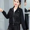 Women's Jackets Autumn And Winter Sequins Coats For Woman Stand Collar Tops 2023 Casual Slim Short Red Baseball Jacket Outwear