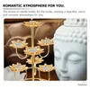 Bougeoirs 2 pièces support métallique en forme de Lotus bougeoir chandelier décor Style Vintage pied de lampe