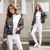 Dames Down Womne's Winter Print Short Parkas Jacket Cotton Peded Stand Collar Coats Vrouw 2023 Autumn Vintage Harajuku Casual Woman