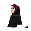 Accessoires de cheveux 2 pièces Femmes musulmanes Foulard Châle Écharpe Hijab Wrap Chapeaux Amira Islamique Fl Er Chapeau de Prière Arabe Culte Servic Dhb1F