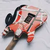 Eddie Van Halen Relics 82 Version Französische E-Gitarre / Weißer schwarzer Streifen / Heavy Aged / Kostenloser Versand