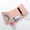 Carteiras PU Menina Pequena Fivela Fresca Bolsa Curta Simples Bonito Estudante Zero Moda Floral Impressão Saco de Cartão Feminino