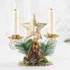 Candle Holders Christmas Golden kutego żelaza świecznika Święta Święta płaszcz śnieżny gwiazda Elk Holder Ozdoby Ozdoby Xmas Decor