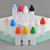 Färgglada PE -droppflaskor 3 ml 5 ml 10 ml 15 ml 20 ml 30 ml 50 ml nålspetsar med färg barnsäker lock skarp droppspetsplast eliquid bo pkif