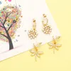 Boucles d'oreilles FLOLA plaqué or libellule pour femmes, cuivre CZ cristal cœur, bijoux délicats cadeaux Erst73