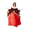 Cosplay Costume de Noël Femmes Designer Cosplay Costume Halloween cosplay performance uniforme Joyeux vin rouge Noël Reine noble robe longue imprimée