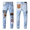 Miri Jeans Hommes Designer Haute Qualité Mode Cool Style Luxe Denim Pantalon En Détresse Ripped Biker Noir Bleu Jean Slim Fit Moto Taille 28-40