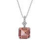 ペンダントkofsac shiny zircon geometric quare light brown pendant necklace for women fors