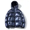 Damen Daunenjacke 2023 Winter glänzend Silber/Schwarz/Gold/Blau Plus Size Kapuzenparka Oberbekleidung gepolsterte Mäntel weiblich