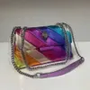 Torebki wieczorowe torebki głowicy Rainbow Eagle Cross Body Bag 26cm Średnia Raibow Ptak Głowa Patchwork Torby Shouler Łańcuch Mała Torebka Klapa