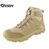 Esdy Outdoor Middle Upper Automatic Button Button Combat Short Rain Boots Hunter Hunter Men's Counteering Shoes Military Fan Fan التكتيكية C210 بالجملة