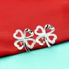 Studörhängen Classic Women's 925 Sterling Silver Clover Jewelry - Allergy Free Push Back