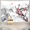 タペストリーアジア中国のタペストリーチェリーブロッサムベッドルームリビングルームのための日本の自然の風景家の装飾231023