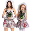 Halloweenkostuum Dames Ontwerper Cosplaykostuum Halloweenkostuums voor kinderen Volwassenen Horror Grijs Bloedvlekken Spoken Bruiden Make-up Baljurken Bretels