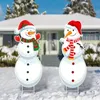 2PC/Set Świąteczne Święta Snowman Dekoracja znaku, ozdoby na zewnątrz Snowman Ornament z metalowym stakiem, świąteczne zimowe dekoracje ogrodowe na świeżym powietrzu