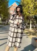 Cappotto lungo oversize invernale in pelliccia da donna Cappotto lungo scozzese da donna con scollo a V spesso caldo e soffice giacca con orsacchiotto sintetico Trench Cardigan