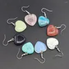 Boucles d'oreilles en peluche verte naturelle pendentif cardiaque en pierre rose quartz opale cristal femmes bijoux de mariage 1pair en gros