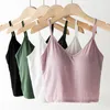 Camisoles Tanks Frauen Weiche Casual Bh Tank Top Frauen Gepolsterte Spaghetti Leibchen Weste Weibliche Cami mit Integriertem Bh 231023