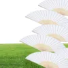 12 Pack Hand Håller fans Fest Favor White Paper Fan Bamboo Folding Fans handhållna vikta för Church Wedding Gift7241678