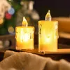 Candles Crystal Lamp LED Flameless with Clear Candlestick Realistic Battery Operated for Wedding Christmas Home Table Decoration 231023